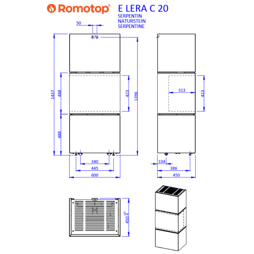 ELEKTRICKÝ Dizajnový krb e-LERA C - kameň