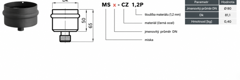 Darco - Miska na odvod kondenzátu Ø 80 mm pre peletové kachle