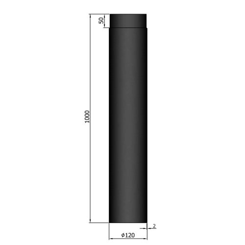 Oceľové (2 mm) - Rúra Ø120 mm/100 cm