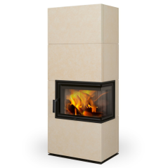 Designový krb SOLID R - kachle - pravé prosklení