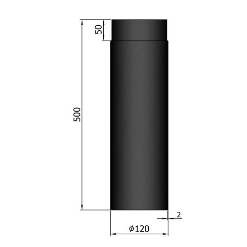 Oceľové (2 mm) - Rúra Ø120 mm/50 cm