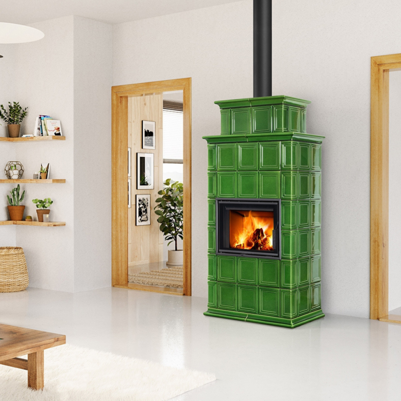 Designový krb BARACCA 11 H - kachle rustik - Barva keramiky: Staromodrá - 21204