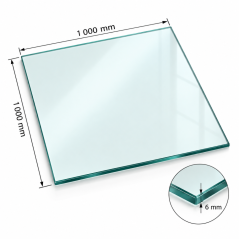 Sklo pod kamna 1000 × 1000 mm – forma A, 6 mm