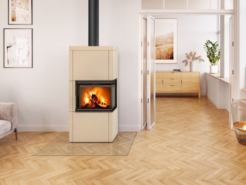 Designový krb HELIA R - Barva keramiky: Bílá matná - 90901