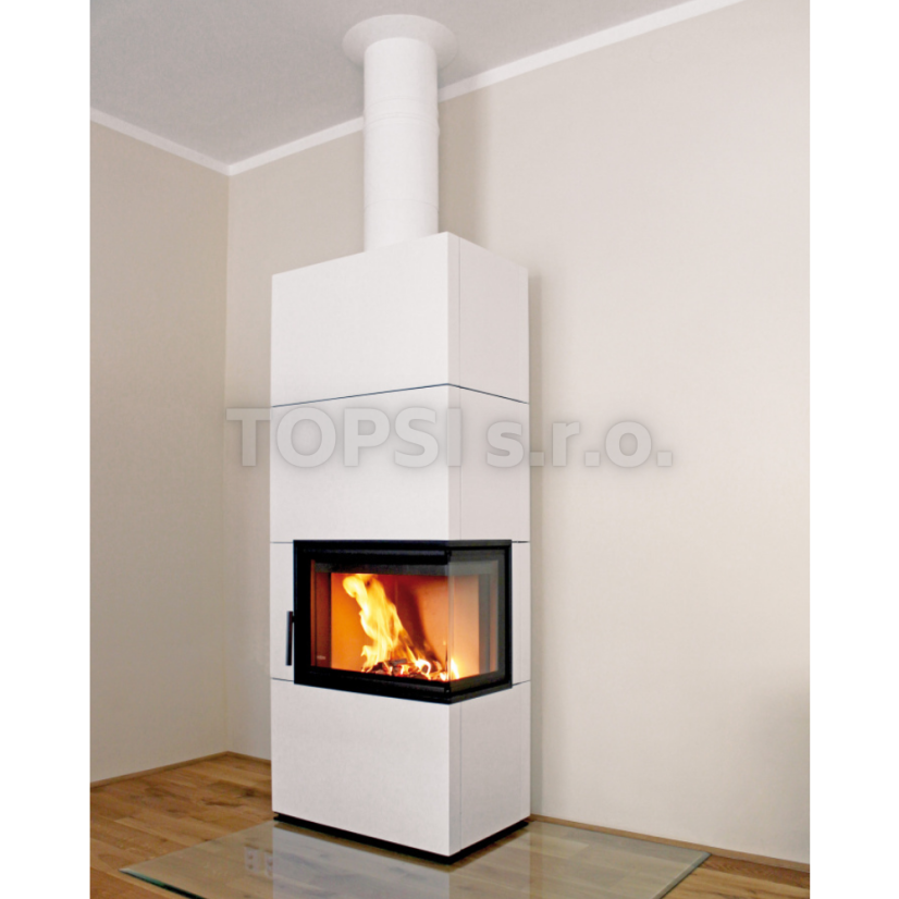 Dizajnový krb SOLID R - kachle - pravé presklenie - Farba keramiky: Skořice - 62601