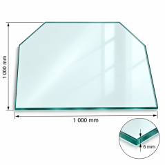 Sklo pod kachle 1000 × 1000 mm – forma D, 6 mm