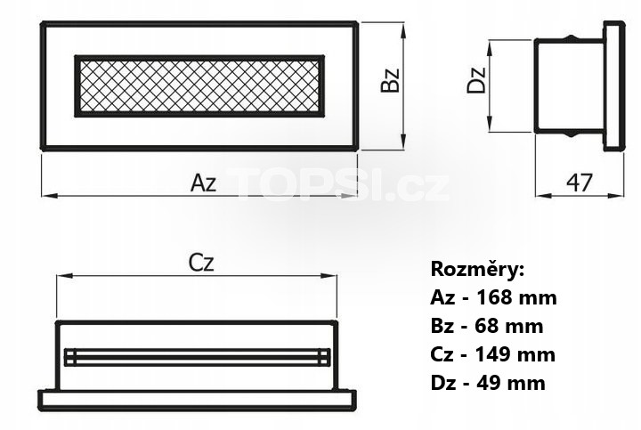Koncová mriežka biela - 150x50 mm