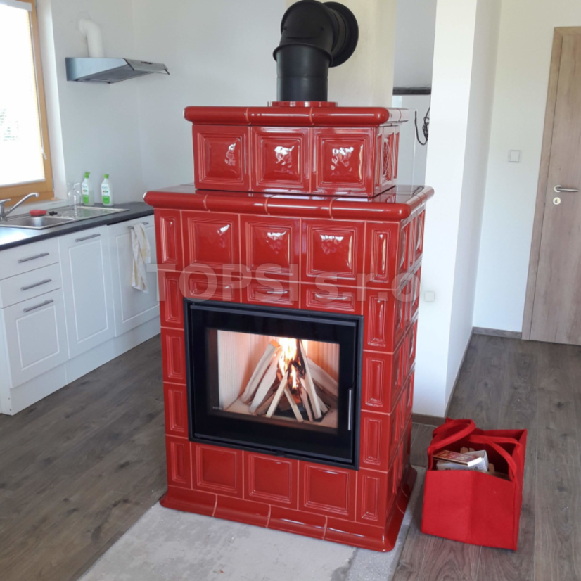 Designový krb BARACCA 11 H - kachle rustik - Barva keramiky: Staromodrá - 21204